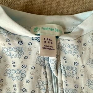 Feather Baby Blue Cloud Print Footie